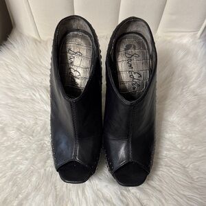 Sam Edelman Black Peep-Toe Heeled Boots